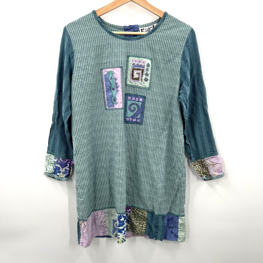Faith Celia Forrester art to wear tunic top funky artsy boho hippy whimsical XS